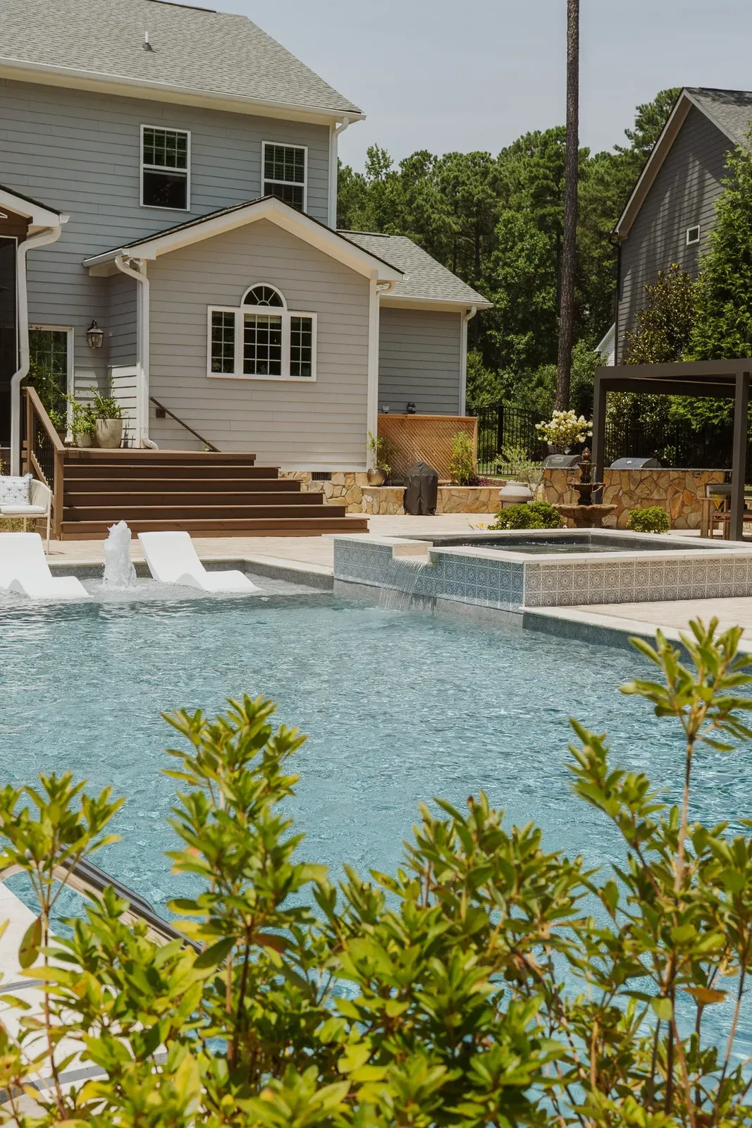 Wake Forest Inground Pool and Spa, Granite Grey Membrane