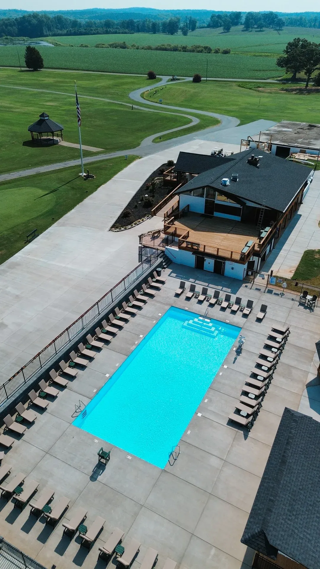 Inground pool with a finished pool deck